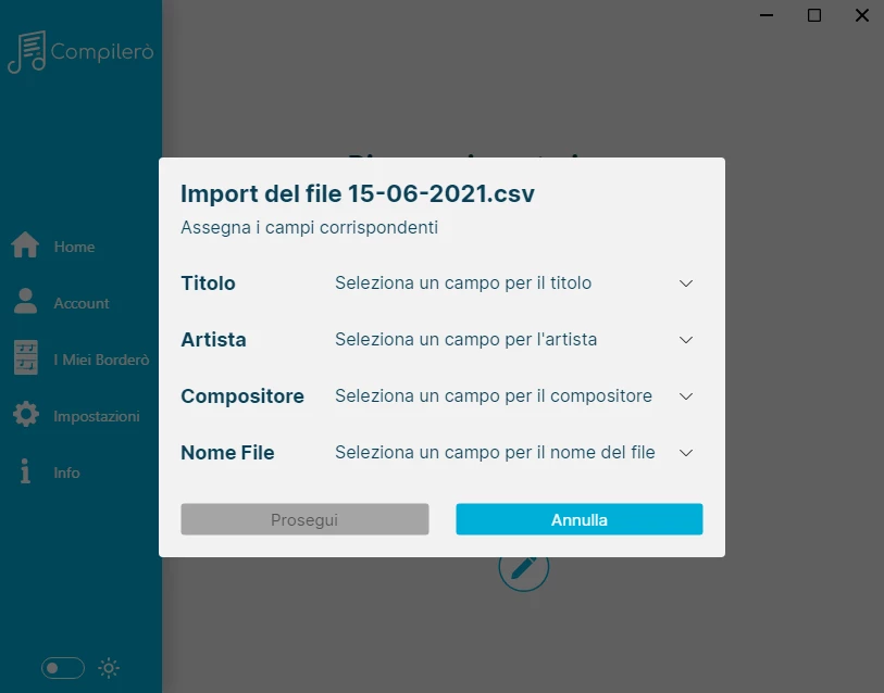 Importa un CSV in Compilerò