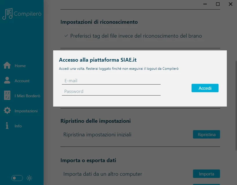 Login SIAE in Compilerò