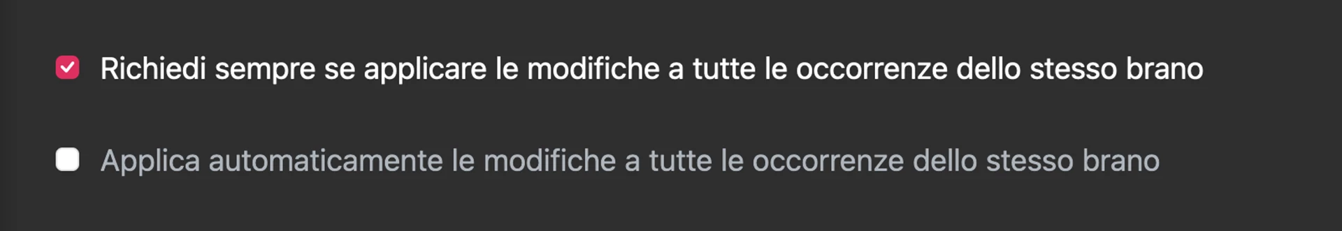 Impostazioni modifiche report di Compilerò X Radio