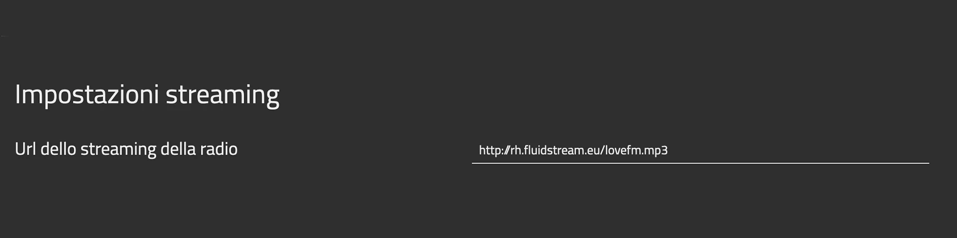 Imposta url streaming in Compilerò X Radio